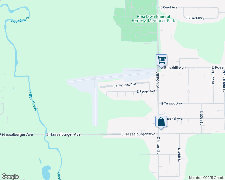 map of restaurants, bars, coffee shops, grocery stores, and more near 2501-2695 E Phylbeck Ave in Terre Haute