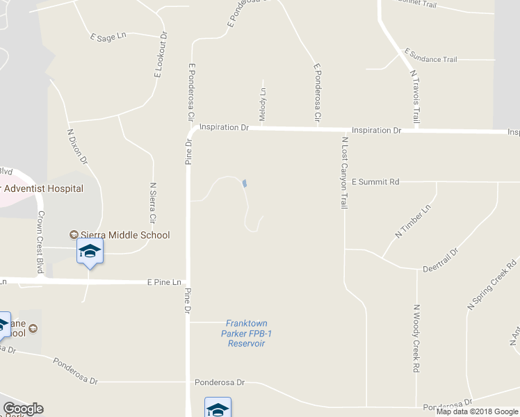 map of restaurants, bars, coffee shops, grocery stores, and more near 12750 Pine Drive in Parker