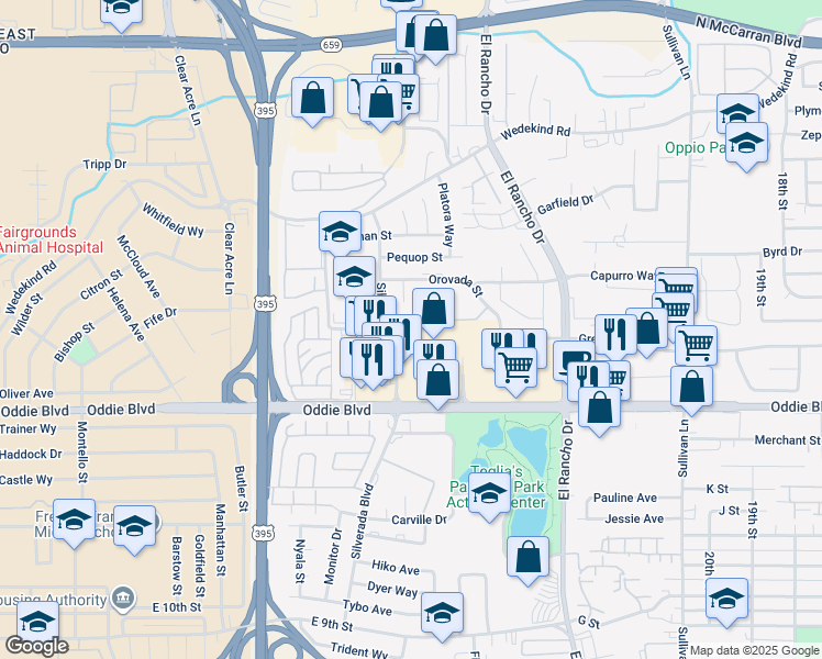 map of restaurants, bars, coffee shops, grocery stores, and more near in Reno