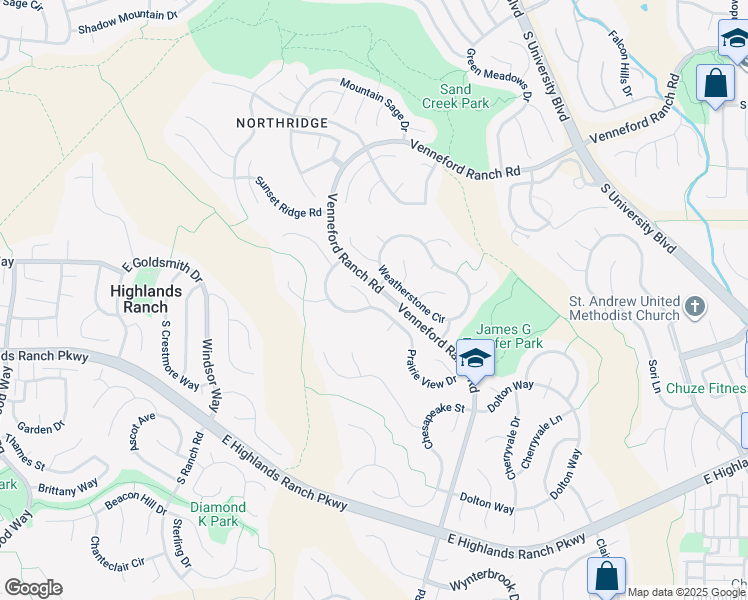 map of restaurants, bars, coffee shops, grocery stores, and more near 2095 Chelsea Court in Littleton