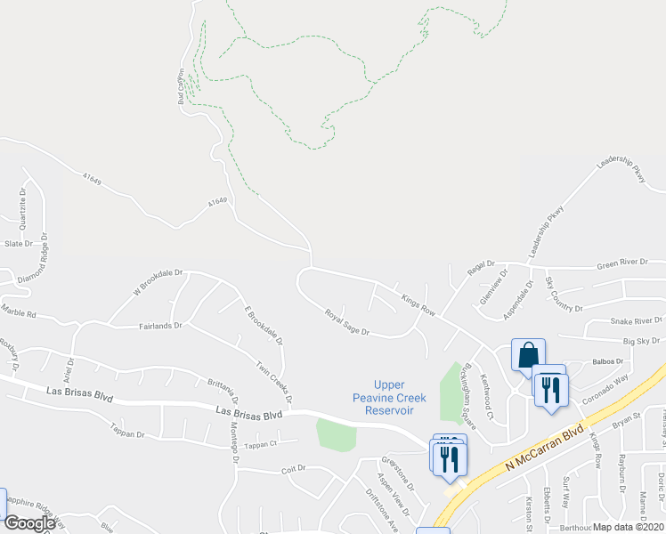 map of restaurants, bars, coffee shops, grocery stores, and more near 4069 Kings Row in Reno