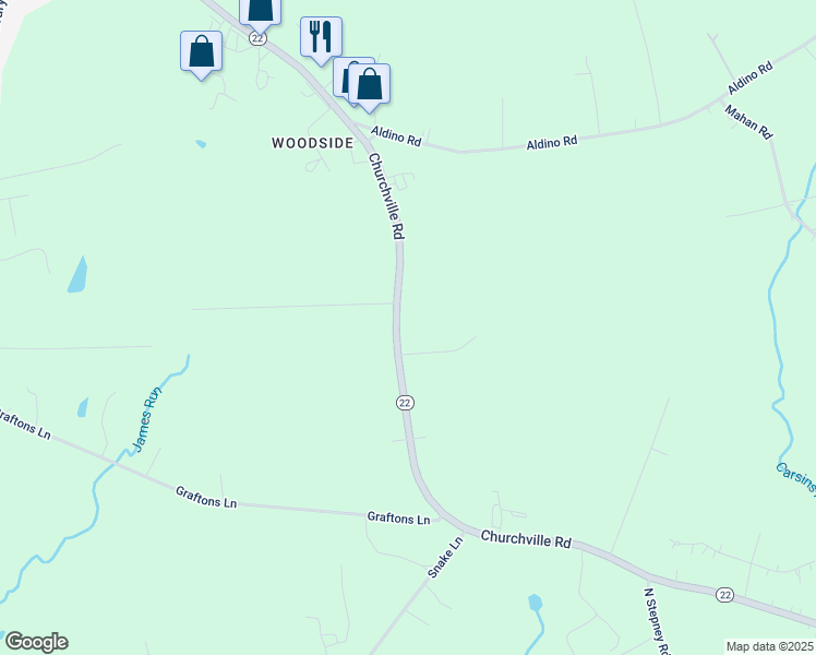 map of restaurants, bars, coffee shops, grocery stores, and more near 3204 Churchville Road in Churchville