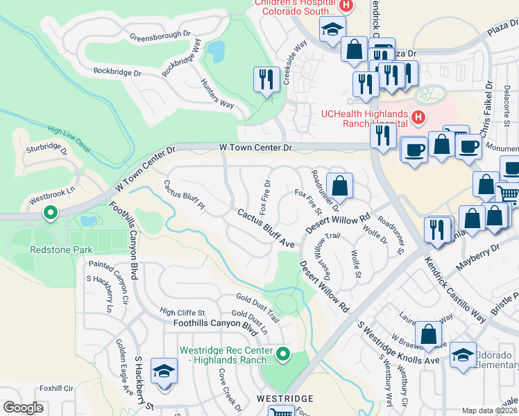 map of restaurants, bars, coffee shops, grocery stores, and more near in Littleton