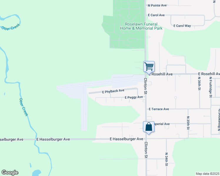map of restaurants, bars, coffee shops, grocery stores, and more near 6625 North Maxwell Court in Terre Haute