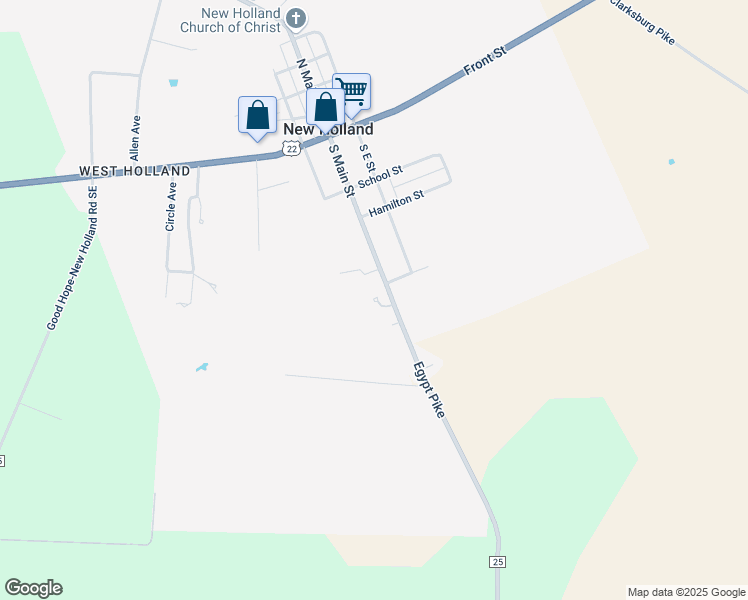 map of restaurants, bars, coffee shops, grocery stores, and more near 249 South Main Street in New Holland
