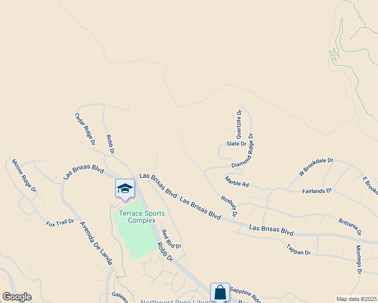 map of restaurants, bars, coffee shops, grocery stores, and more near 3200 Roxbury Drive in Reno