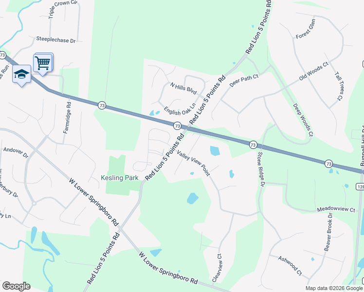 map of restaurants, bars, coffee shops, grocery stores, and more near 866 Valley View Point in Springboro