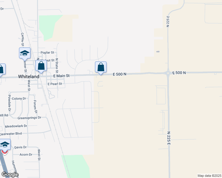 map of restaurants, bars, coffee shops, grocery stores, and more near 1887 East 500 North in Whiteland