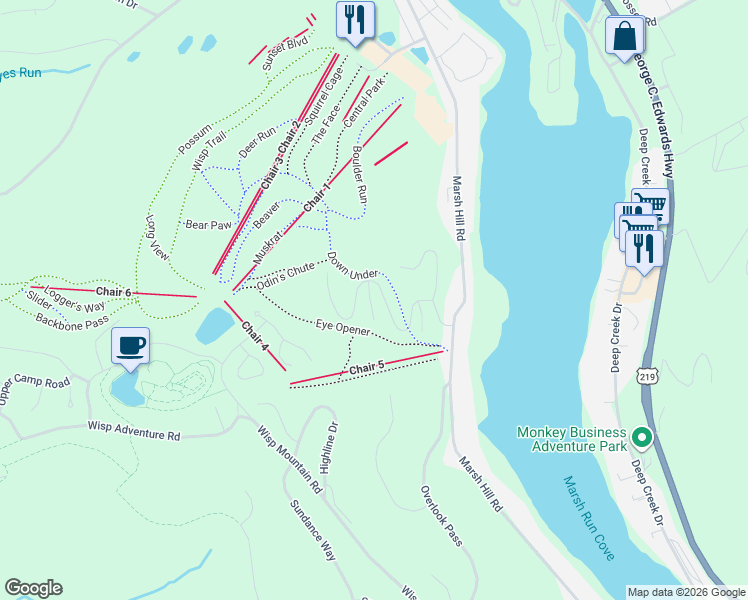 map of restaurants, bars, coffee shops, grocery stores, and more near 5 Slopeside Terrace in McHenry