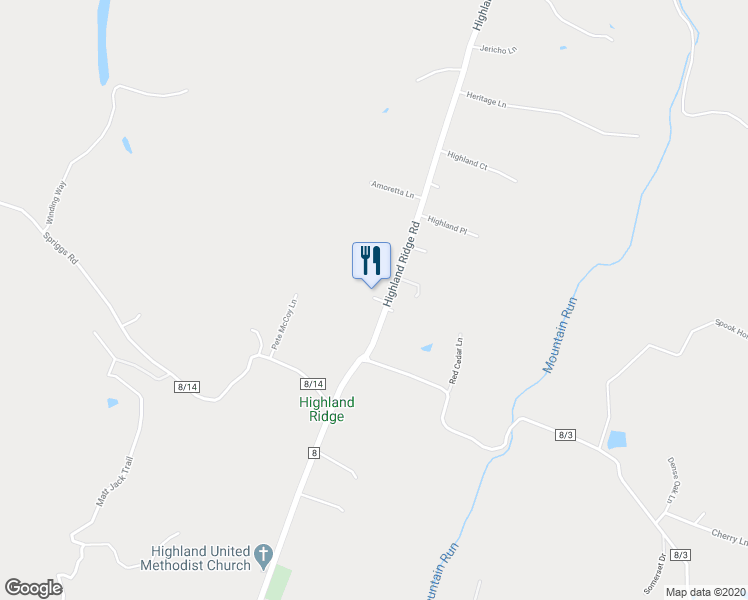 map of restaurants, bars, coffee shops, grocery stores, and more near 25 Troubadour Lane in Berkeley Springs