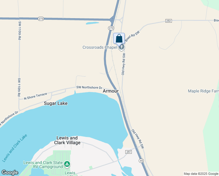 map of restaurants, bars, coffee shops, grocery stores, and more near 10303 Southwest Northshore Drive in Rushville