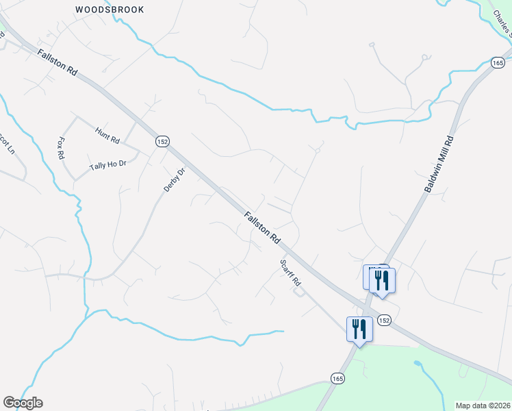 map of restaurants, bars, coffee shops, grocery stores, and more near 2909 Nelson Lane in Fallston