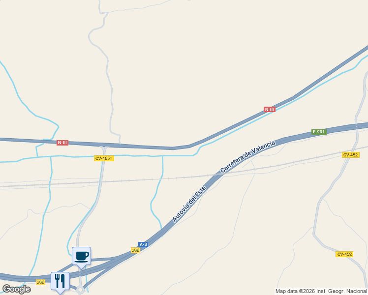 map of restaurants, bars, coffee shops, grocery stores, and more near N-III in Valencia