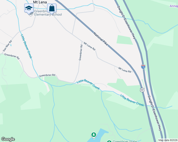 map of restaurants, bars, coffee shops, grocery stores, and more near 21500 Swope Road in Boonsboro