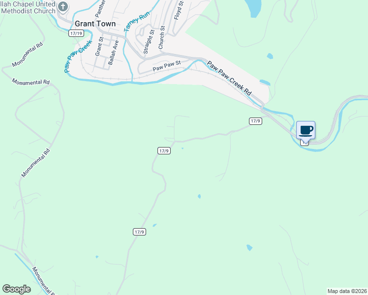 map of restaurants, bars, coffee shops, grocery stores, and more near 133 Hecks Run Road in Grant Town