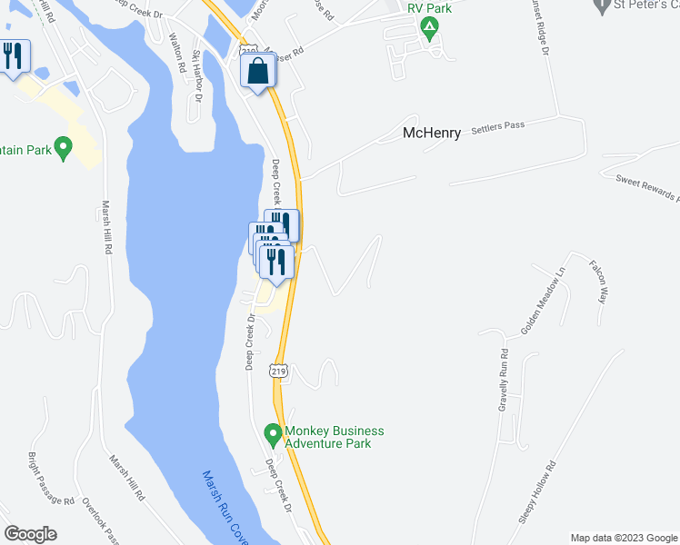 map of restaurants, bars, coffee shops, grocery stores, and more near 141 Timber Ridge Road in McHenry