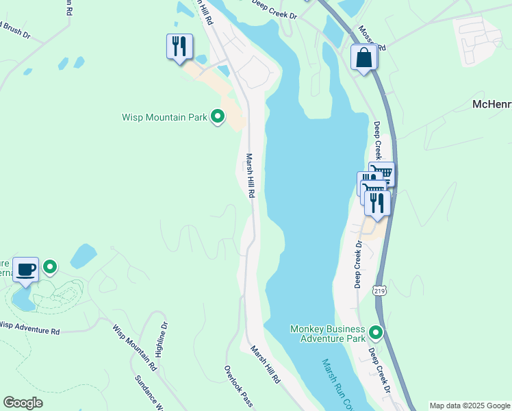 map of restaurants, bars, coffee shops, grocery stores, and more near 793 Marsh Hill Road in McHenry