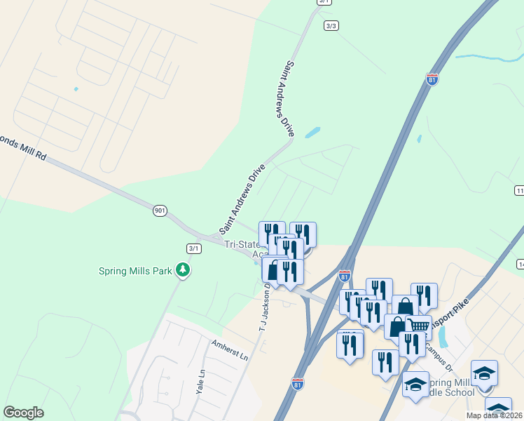 map of restaurants, bars, coffee shops, grocery stores, and more near 69 Norwood Drive in Hedgesville