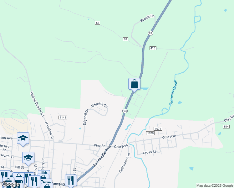 map of restaurants, bars, coffee shops, grocery stores, and more near 33520 Pine Ridge Drive in Logan