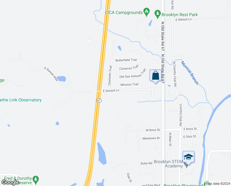 map of restaurants, bars, coffee shops, grocery stores, and more near 2581 East Sunset Lane in Mooresville