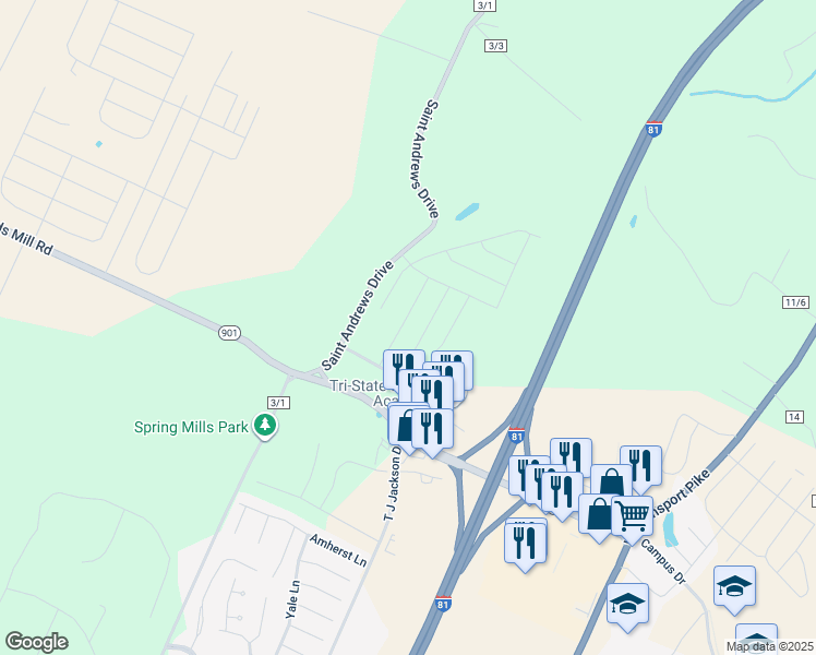 map of restaurants, bars, coffee shops, grocery stores, and more near 100 Norwood Drive in Hedgesville