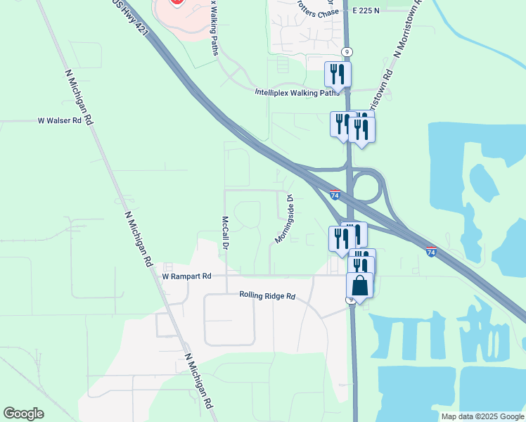 map of restaurants, bars, coffee shops, grocery stores, and more near 1735 Tolworth Road in Shelbyville