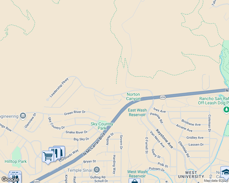 map of restaurants, bars, coffee shops, grocery stores, and more near 3030 Leadership Parkway in Reno