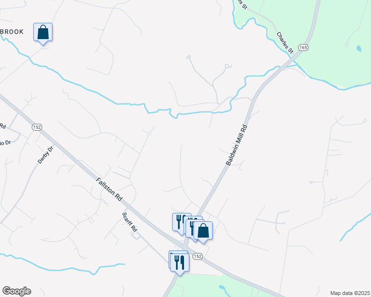 map of restaurants, bars, coffee shops, grocery stores, and more near 2831 Cross Country Court in Fallston