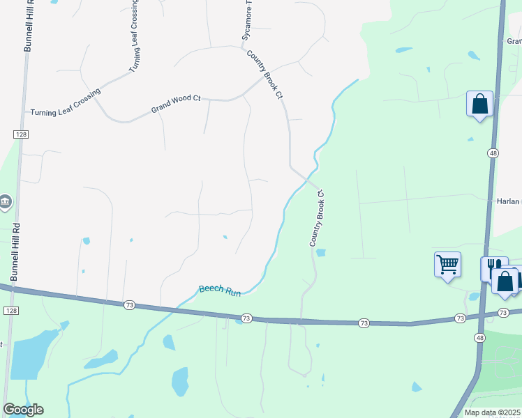 map of restaurants, bars, coffee shops, grocery stores, and more near 7894 Locust Grove Court in Springboro