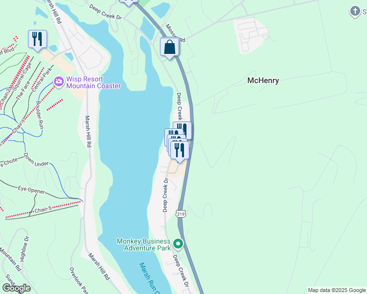 map of restaurants, bars, coffee shops, grocery stores, and more near 1550 Fort Drive in McHenry