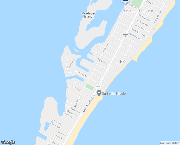 map of restaurants, bars, coffee shops, grocery stores, and more near 714 South Beach Avenue in Beach Haven