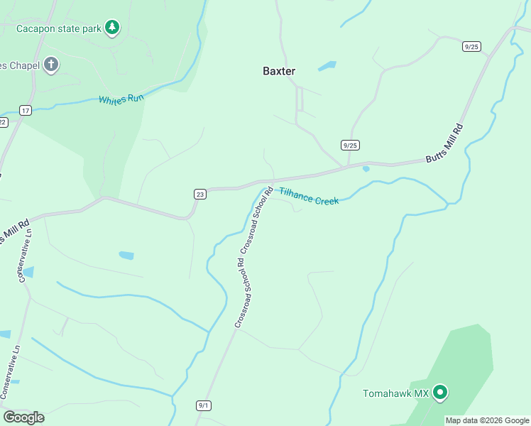 map of restaurants, bars, coffee shops, grocery stores, and more near 2732 Crossroad School Road in Hedgesville