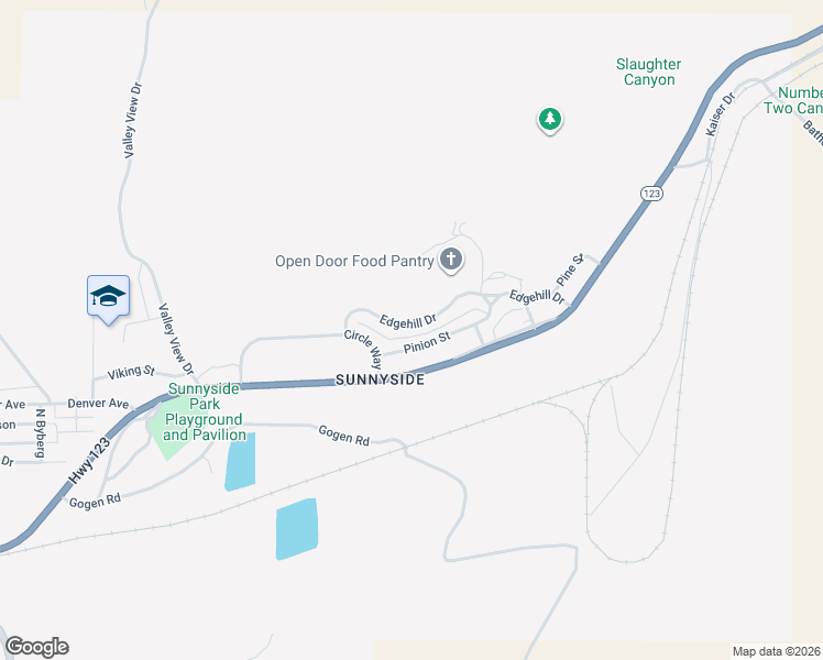 map of restaurants, bars, coffee shops, grocery stores, and more near 440 Pinion Street in Sunnyside