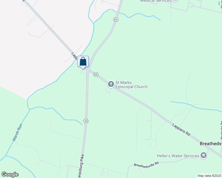 map of restaurants, bars, coffee shops, grocery stores, and more near 18313 Lappans Road in Boonsboro