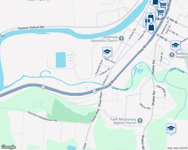 map of restaurants, bars, coffee shops, grocery stores, and more near 1123 Thirkield Avenue in Franklin