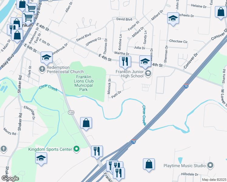 map of restaurants, bars, coffee shops, grocery stores, and more near 85 Faulkner Way in Franklin