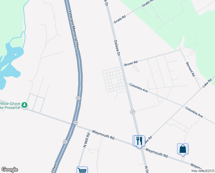 map of restaurants, bars, coffee shops, grocery stores, and more near 1765 Maple St in Newfield