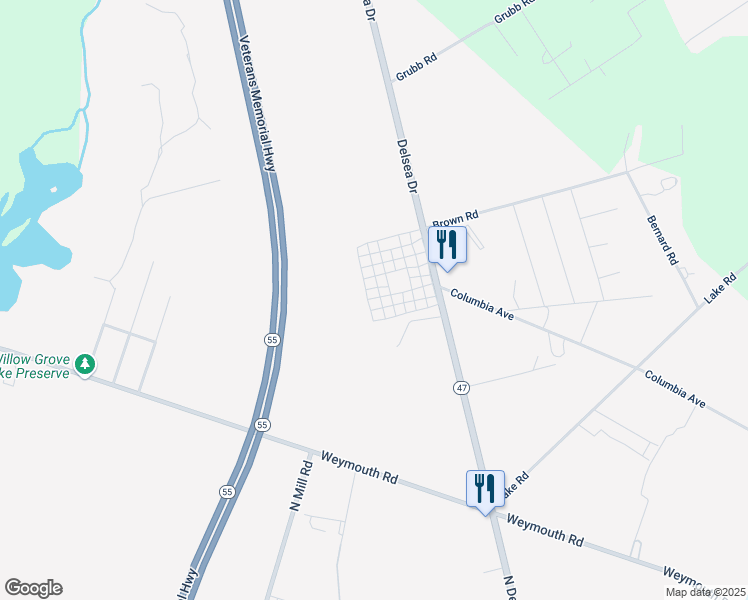 map of restaurants, bars, coffee shops, grocery stores, and more near 1765 Maple Street in Newfield