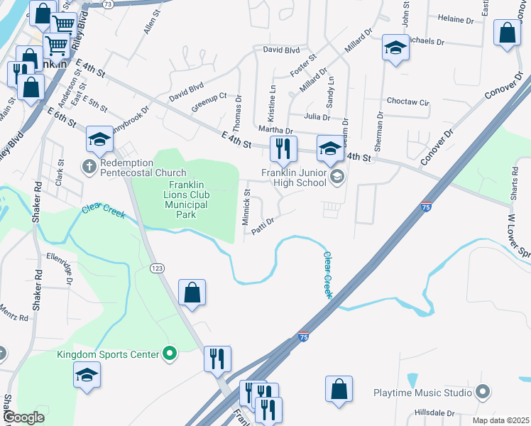 map of restaurants, bars, coffee shops, grocery stores, and more near 85 Faulkner Way in Franklin