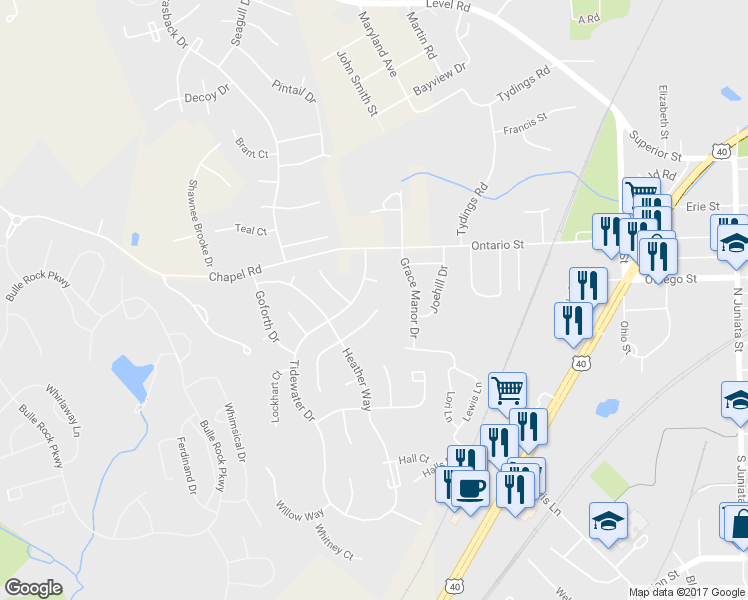 map of restaurants, bars, coffee shops, grocery stores, and more near 116 Hutchins Court in Havre de Grace