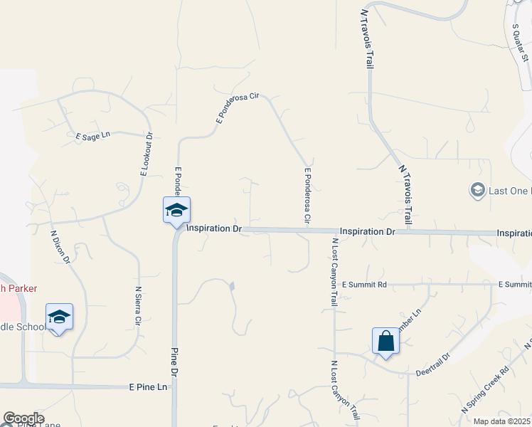 map of restaurants, bars, coffee shops, grocery stores, and more near 13048 Melody Lane in Parker
