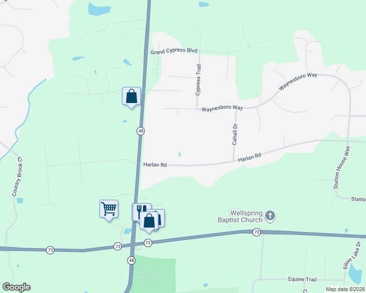map of restaurants, bars, coffee shops, grocery stores, and more near 1716 Harlan Road in Waynesville