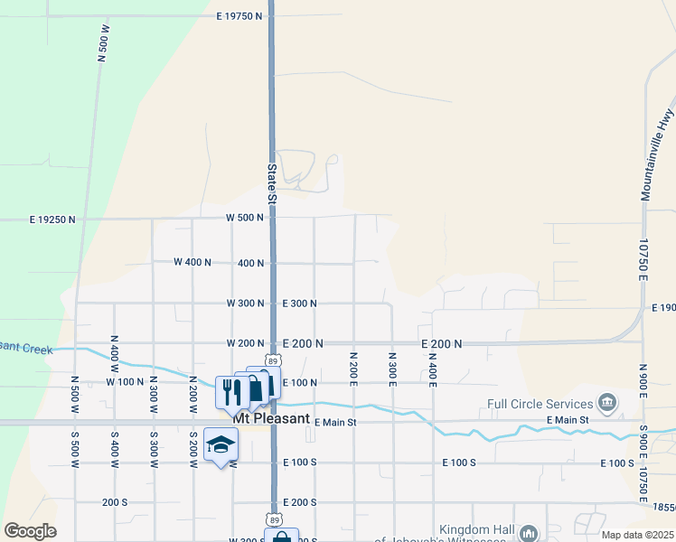 map of restaurants, bars, coffee shops, grocery stores, and more near 170 East 400 North Street in Mount Pleasant