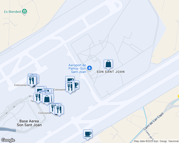 map of restaurants, bars, coffee shops, grocery stores, and more near Autopista de Llevant in Palma