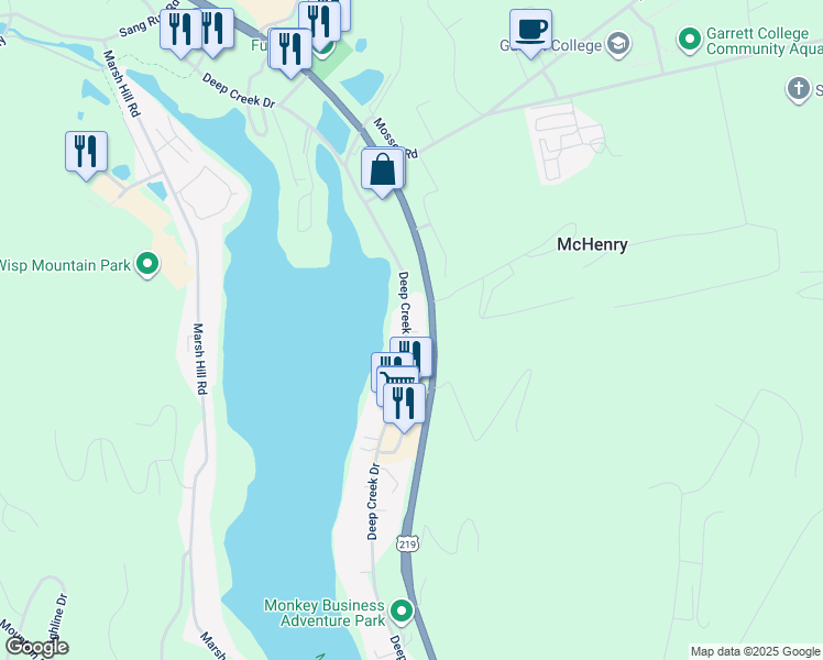 map of restaurants, bars, coffee shops, grocery stores, and more near 1692 Deep Creek Drive in McHenry
