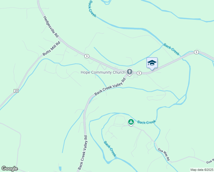 map of restaurants, bars, coffee shops, grocery stores, and more near 14953 Back Creek Valley Road in Hedgesville
