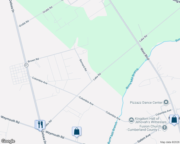 map of restaurants, bars, coffee shops, grocery stores, and more near 4451 Bernard Road in Newfield