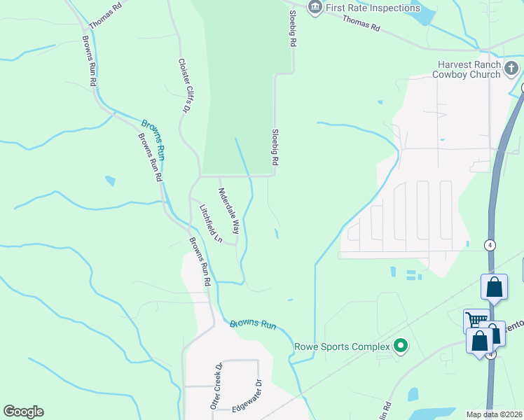 map of restaurants, bars, coffee shops, grocery stores, and more near 6565 Bunker Lane in Middletown