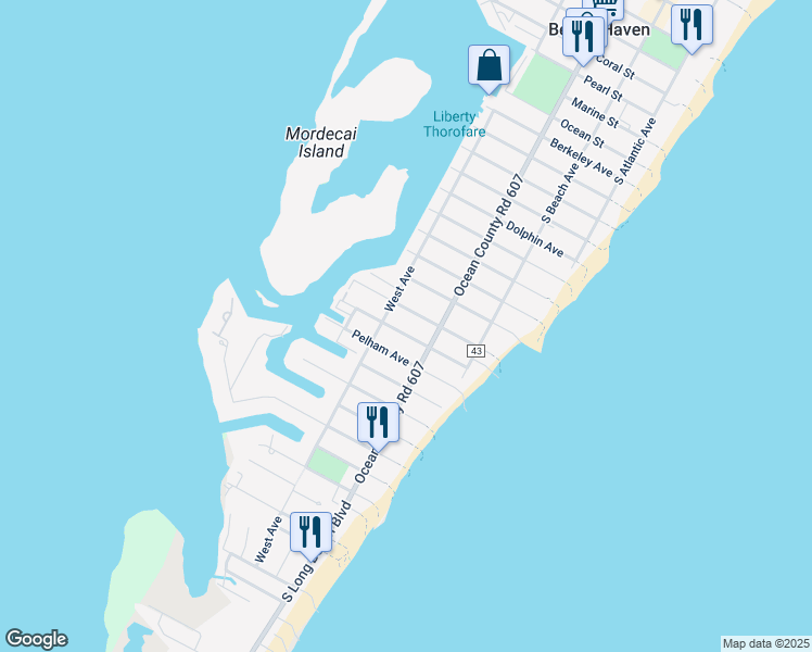 map of restaurants, bars, coffee shops, grocery stores, and more near 321 Liberty Avenue in Beach Haven