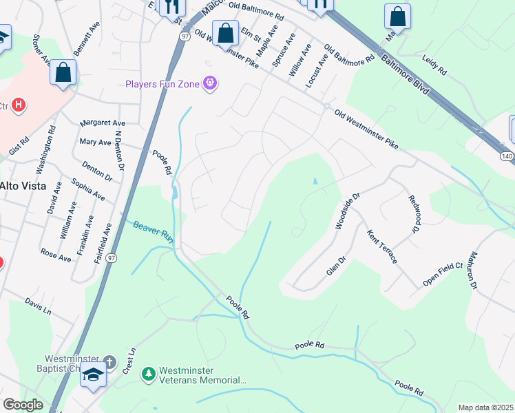 map of restaurants, bars, coffee shops, grocery stores, and more near 685 North Chandler Drive in Westminster